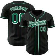 Load image into Gallery viewer, Custom Black Kelly Green Pinstripe Kelly Green-White Authentic Baseball Jersey
