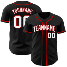 Load image into Gallery viewer, Custom Black White-Red Authentic Baseball Jersey
