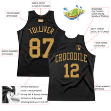 Load image into Gallery viewer, Custom Black Old Gold Authentic Throwback Basketball Jersey
