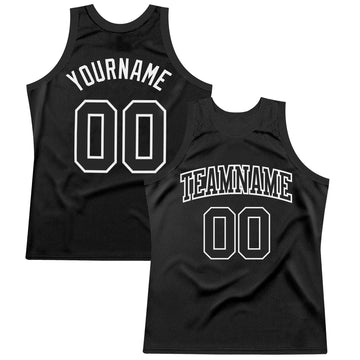 Custom Black White Authentic Throwback Basketball Jersey