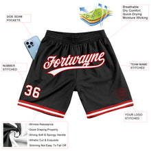 Load image into Gallery viewer, Custom Black White-Red Authentic Throwback Basketball Shorts

