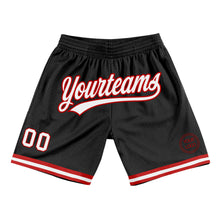 Load image into Gallery viewer, Custom Black White-Red Authentic Throwback Basketball Shorts
