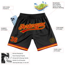 Load image into Gallery viewer, Custom Black Red-Gold Authentic Throwback Basketball Shorts
