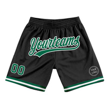 Load image into Gallery viewer, Custom Black Kelly Green-White Authentic Throwback Basketball Shorts
