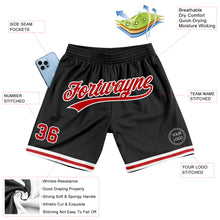 Load image into Gallery viewer, Custom Black Red-White Authentic Throwback Basketball Shorts
