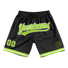 Load image into Gallery viewer, Custom Black Neon Green-White Authentic Throwback Basketball Shorts
