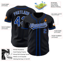 Load image into Gallery viewer, Custom Black Royal Pinstripe Royal-White Authentic Baseball Jersey
