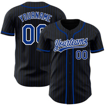 Load image into Gallery viewer, Custom Black Royal Pinstripe Royal-White Authentic Baseball Jersey
