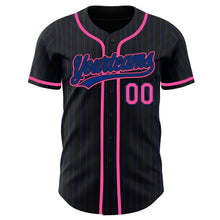 Load image into Gallery viewer, Custom Black Royal Pinstripe Pink Authentic Baseball Jersey
