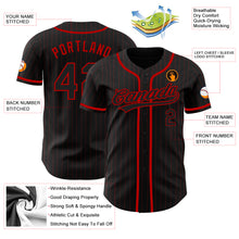 Load image into Gallery viewer, Custom Black Red Pinstripe Black Authentic Baseball Jersey
