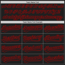 Load image into Gallery viewer, Custom Black Red Pinstripe Black Authentic Baseball Jersey
