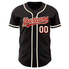 Load image into Gallery viewer, Custom Black Red Pinstripe Red-Cream Authentic Baseball Jersey
