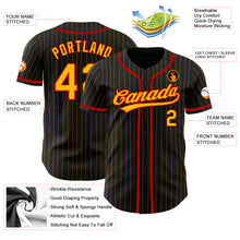 Load image into Gallery viewer, Custom Black Gold Pinstripe Gold-Red Authentic Baseball Jersey
