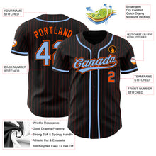 Load image into Gallery viewer, Custom Black Orange Pinstripe Light Blue Authentic Baseball Jersey
