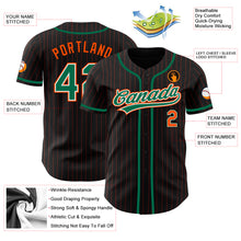 Load image into Gallery viewer, Custom Black Orange Pinstripe Kelly Green-White Authentic Baseball Jersey
