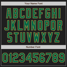 Load image into Gallery viewer, Custom Black Old Gold Pinstripe Kelly Green Authentic Baseball Jersey
