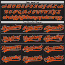 Load image into Gallery viewer, Custom Black Gray Pinstripe Orange Authentic Baseball Jersey
