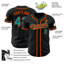 Load image into Gallery viewer, Custom Black Teal Pinstripe Teal-Orange Authentic Baseball Jersey
