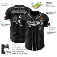 Load image into Gallery viewer, Custom Black White Pinstripe Black-Gray Authentic Baseball Jersey
