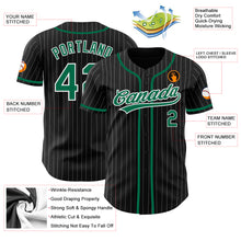 Load image into Gallery viewer, Custom Black White Pinstripe Kelly Green Authentic Baseball Jersey
