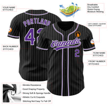 Load image into Gallery viewer, Custom Black White Pinstripe Purple Authentic Baseball Jersey
