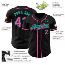 Load image into Gallery viewer, Custom Black Pink-Aqua Authentic Baseball Jersey
