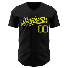 Load image into Gallery viewer, Custom Black Neon Yellow Authentic Baseball Jersey
