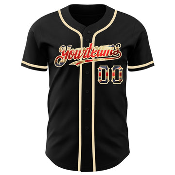 Custom Black Vintage UK Flag -City Cream Authentic Baseball Jersey