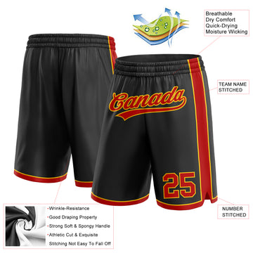 Custom Black Red-Gold Authentic Basketball Shorts