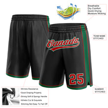 Load image into Gallery viewer, Custom Black Red-Kelly Green Authentic Basketball Shorts

