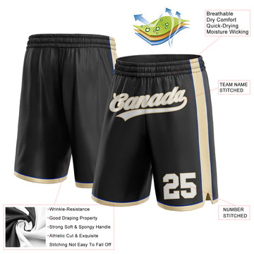 Custom Black White City Cream-Royal Authentic Basketball Shorts