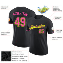 Load image into Gallery viewer, Custom Black Pink-Neon Yellow Performance T-Shirt
