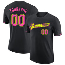 Load image into Gallery viewer, Custom Black Pink-Neon Yellow Performance T-Shirt
