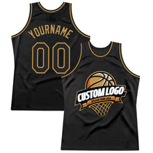 Load image into Gallery viewer, Custom Black Old Gold Authentic Throwback Basketball Jersey
