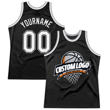 Load image into Gallery viewer, Custom Black White-Gray Authentic Throwback Basketball Jersey
