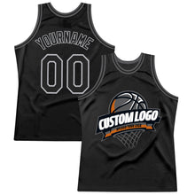 Load image into Gallery viewer, Custom Black Gray-Steel Gray Authentic Throwback Basketball Jersey
