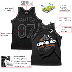 Custom Black Steel Gray Authentic Throwback Basketball Jersey