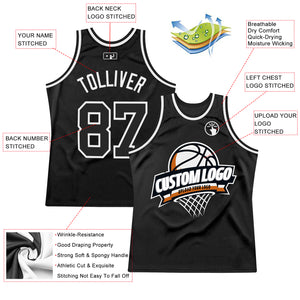 Custom Black White Authentic Throwback Basketball Jersey