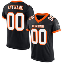 Load image into Gallery viewer, Custom Black White-Orange Mesh Authentic Football Jersey

