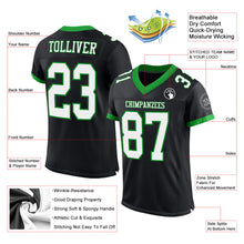 Load image into Gallery viewer, Custom Black White-Grass Green Mesh Authentic Football Jersey
