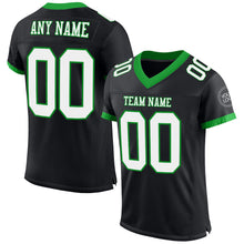 Load image into Gallery viewer, Custom Black White-Grass Green Mesh Authentic Football Jersey
