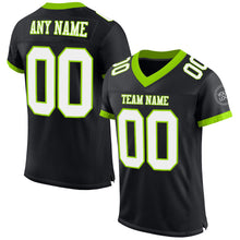Load image into Gallery viewer, Custom Black White-Neon Green Mesh Authentic Football Jersey

