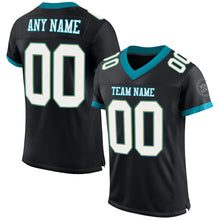 Load image into Gallery viewer, Custom Black White-Teal Mesh Authentic Football Jersey
