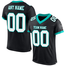 Load image into Gallery viewer, Custom Black White-Aqua Mesh Authentic Football Jersey
