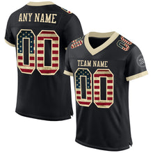 Load image into Gallery viewer, Custom Black Vintage USA Flag-Cream Mesh Authentic Football Jersey

