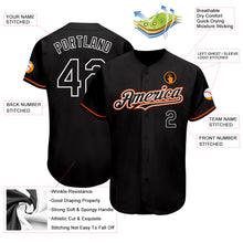 Load image into Gallery viewer, Custom Black Orange-White Authentic Baseball Jersey
