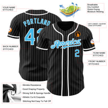 Load image into Gallery viewer, Custom Black White Pinstripe-Sky Blue Authentic Baseball Jersey
