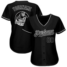 Load image into Gallery viewer, Custom Black White Authentic Baseball Jersey
