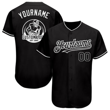 Custom Black White Authentic Baseball Jersey