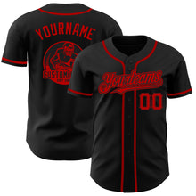 Load image into Gallery viewer, Custom Black Red Authentic Baseball Jersey
